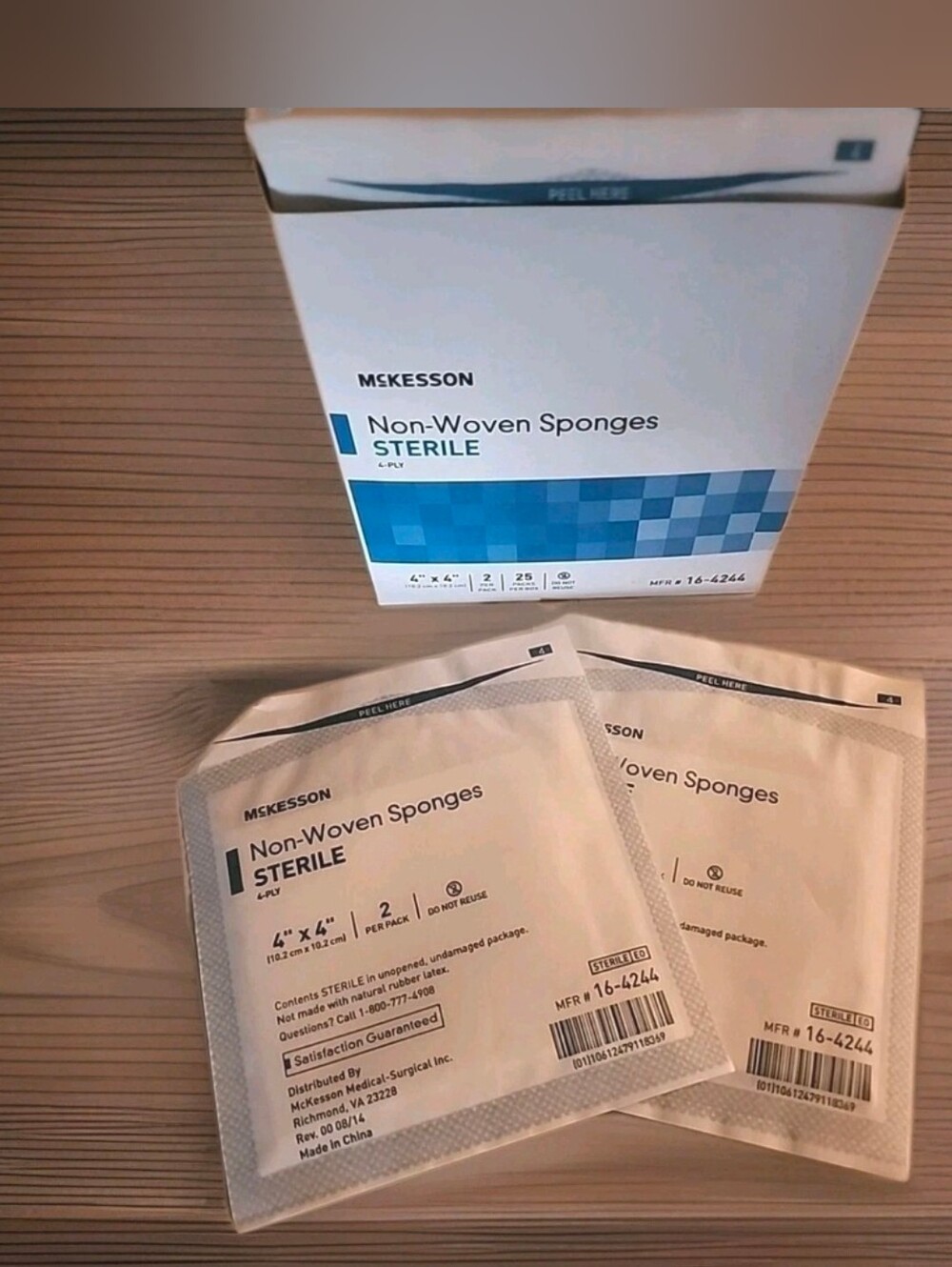 McKesson 4-Ply Non-Woven Gauze Sponges Sterile 4×4"  2 perPack 25 Pack Per 1 BOX